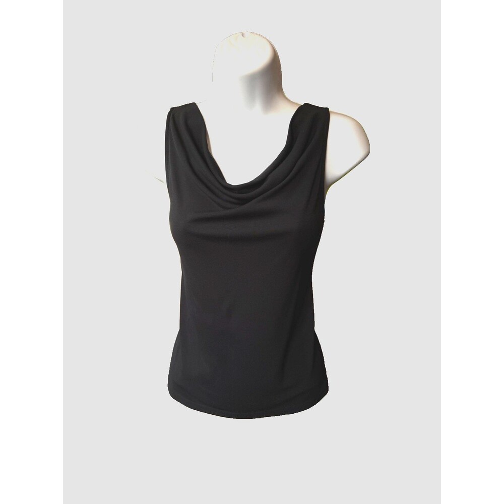 DKNY Cowl Neck Top Women's Size Small Shell Sleeveless Blouse Top Black EUC